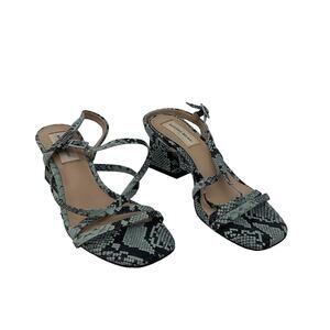 Antonio Melani Gray Snake Print Leather Strappy Heels, Size 6 - Preowned